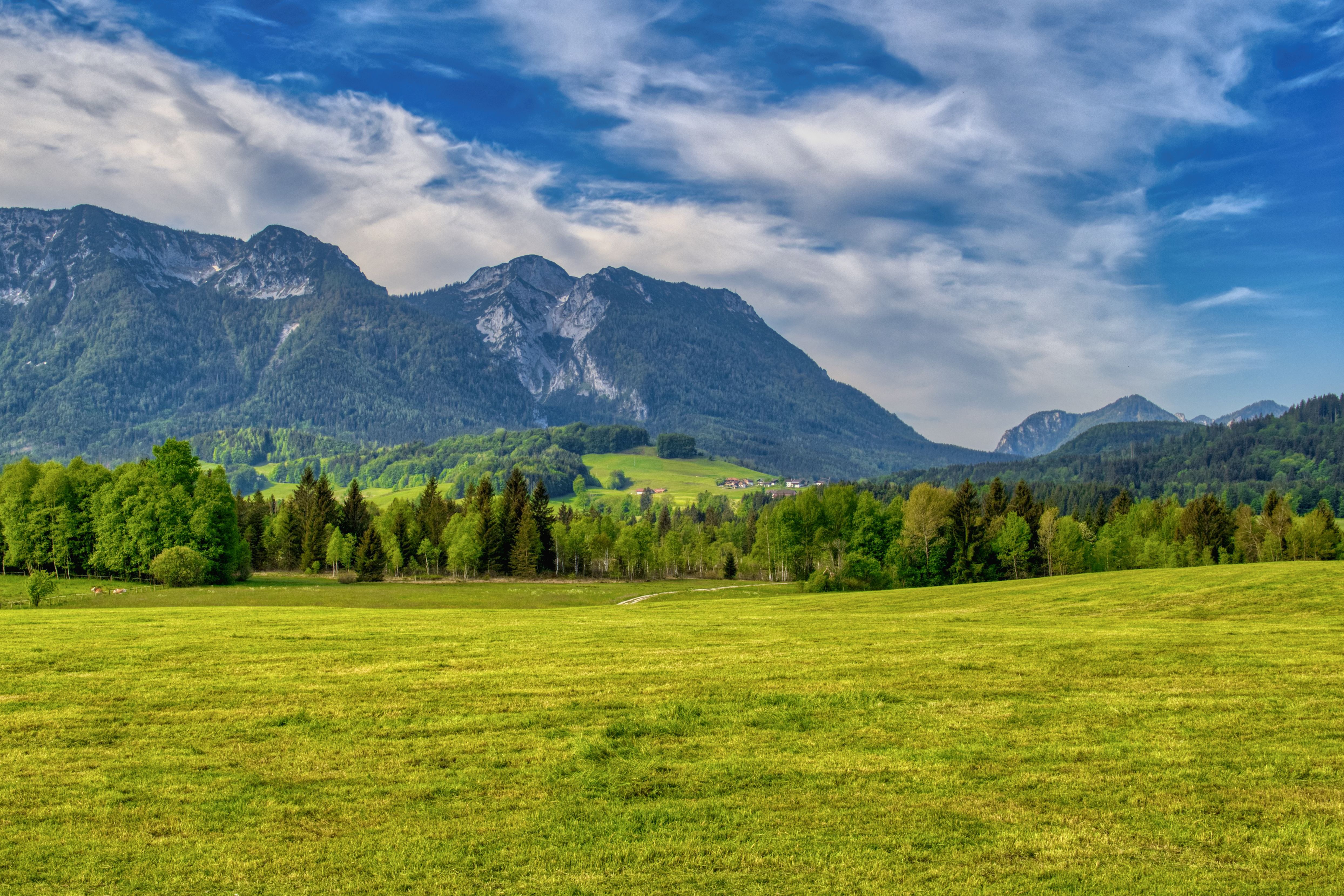 Voralpenlandschaft im Chiemgau mit Bergen und Wiese – Firmensitz der Carmonja GmbH